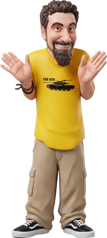 Serj Tankian superLegend figure, mid-gesture